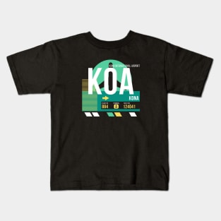 Kona (KOA) Hawaii Airport // Retro Sunset Baggage Tag Kids T-Shirt